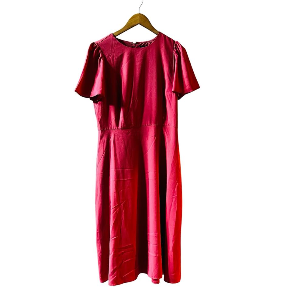 Ann Taylor Crew Neck Flare Sleeve Dress Size 8 Pink